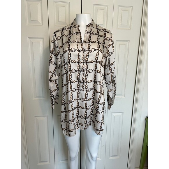 Zara Woman Gold Chain Print Tunic Blouse - Picture 1 of 9